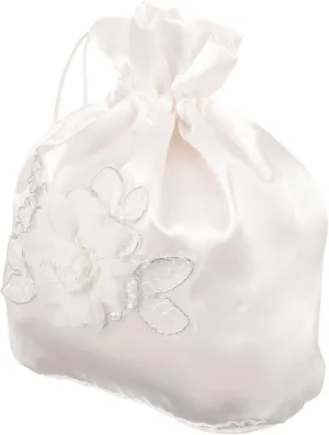 COHEALI Bridal Bags Floral White Tote Dolley Bag Fabric Money Purse Satin Wedding Decoration Bride Bridal Bags