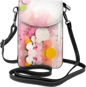 Color Fragment Paper Leather Crossbody Flap Phone Bag,Small Cell Phone Purse,Soft Durable And Waterproof Pu Leather Soft Lining Magnet Snap Fastener Designed For Girls