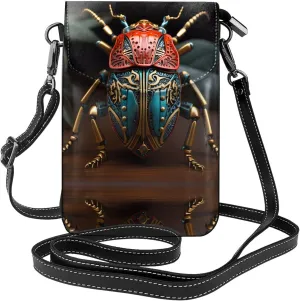 Colorful Beetle Lightweight leather crossbody phone bag, women's shoulder bag cell phone wallet, travel bag with credit card slots,