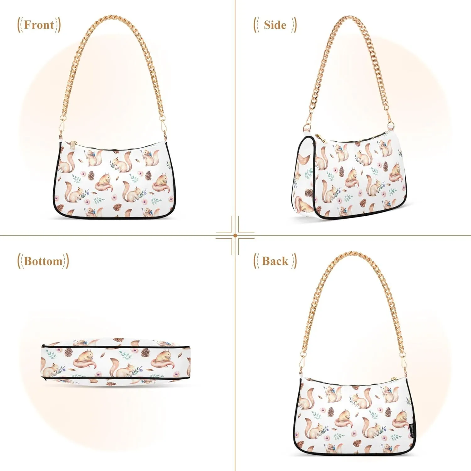 Colorful Seashells Pattern Satchel Purse Hobo Designer Bag Women Handbags Designer Chain Shoulder Handbag