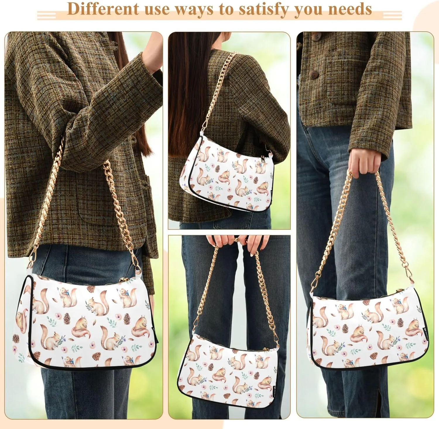 Colorful Seashells Pattern Satchel Purse Hobo Designer Bag Women Handbags Designer Chain Shoulder Handbag