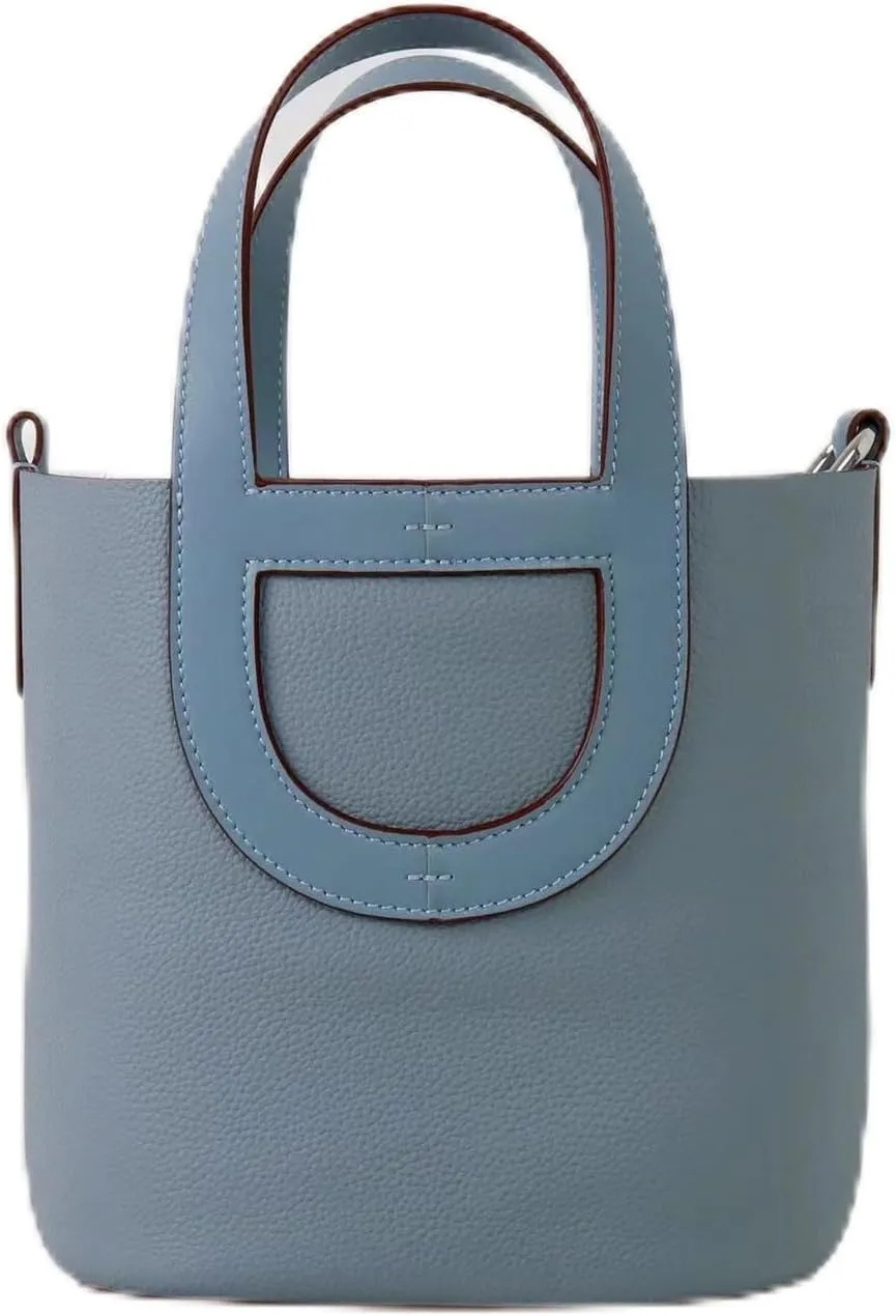 Commuter-Friendly & Signature Curved Accent Design Handmade Full-Grain Leather Large-Capacity Bag
