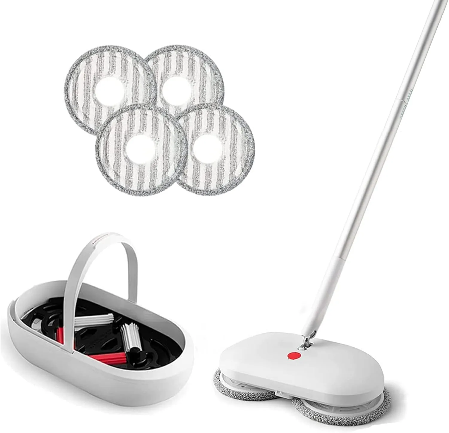 Cordless Electric Spin Mop Power Mop with 4 Floor Scrubber Pads/Automatic Cleaning Bucket/Water Sprayer,Lightweight & Rechargeable,Suitable for Wooden, Marble, Tile, Hardwood Floor.