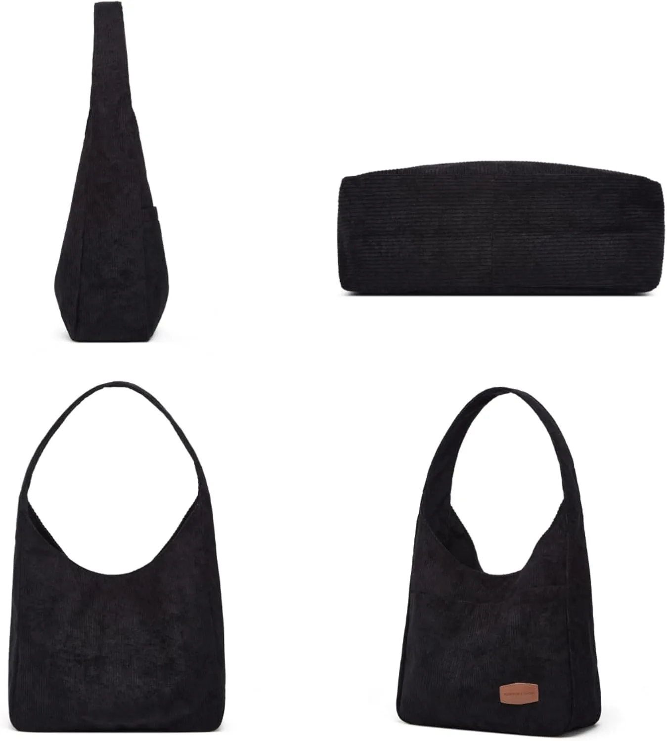 Corduroy Tote Bag Unisex Retro Handbag Multi Pocket Shoulder Work College Satchel Compartment Messenger Purse