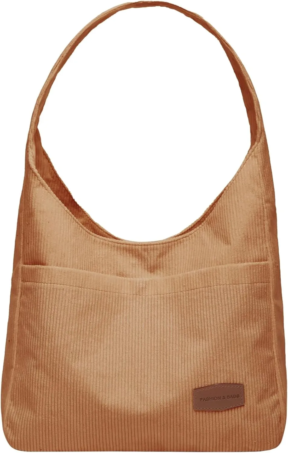 Corduroy Tote Bag Unisex Retro Handbag Multi Pocket Shoulder Work College Satchel Compartment Messenger Purse