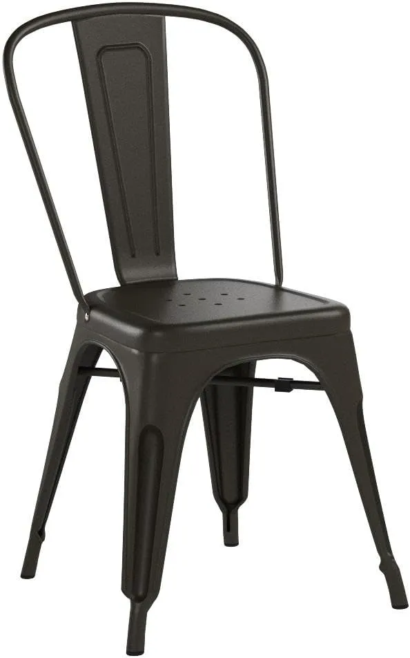 COSTWAY Metal Bar stools Set of 4, with Removable Back, Cafe Side Chairs with Rubber Feet, Stylish and Modern Chairs, for Kitchen, Dining Rooms, and Side Bar