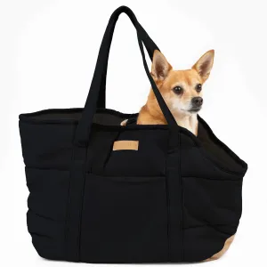 Cozy Plush Dog Purse Carrier for Small Dogs - Dog Carrier Purse with Secure Harness Clip, Dog Tote Bag for Small Dogs and Puppies - Black