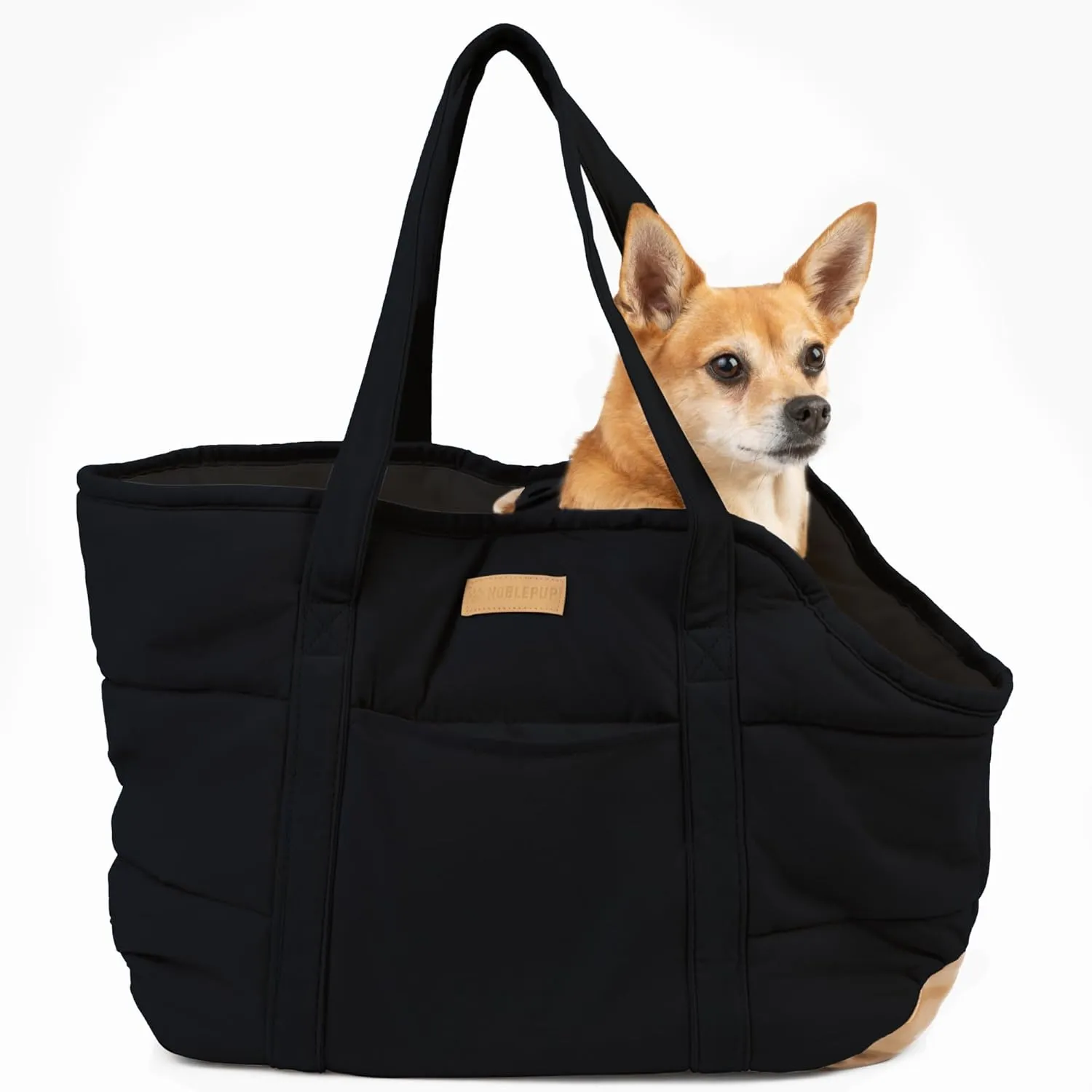 Cozy Plush Dog Purse Carrier for Small Dogs - Dog Carrier Purse with Secure Harness Clip, Dog Tote Bag for Small Dogs and Puppies - Black