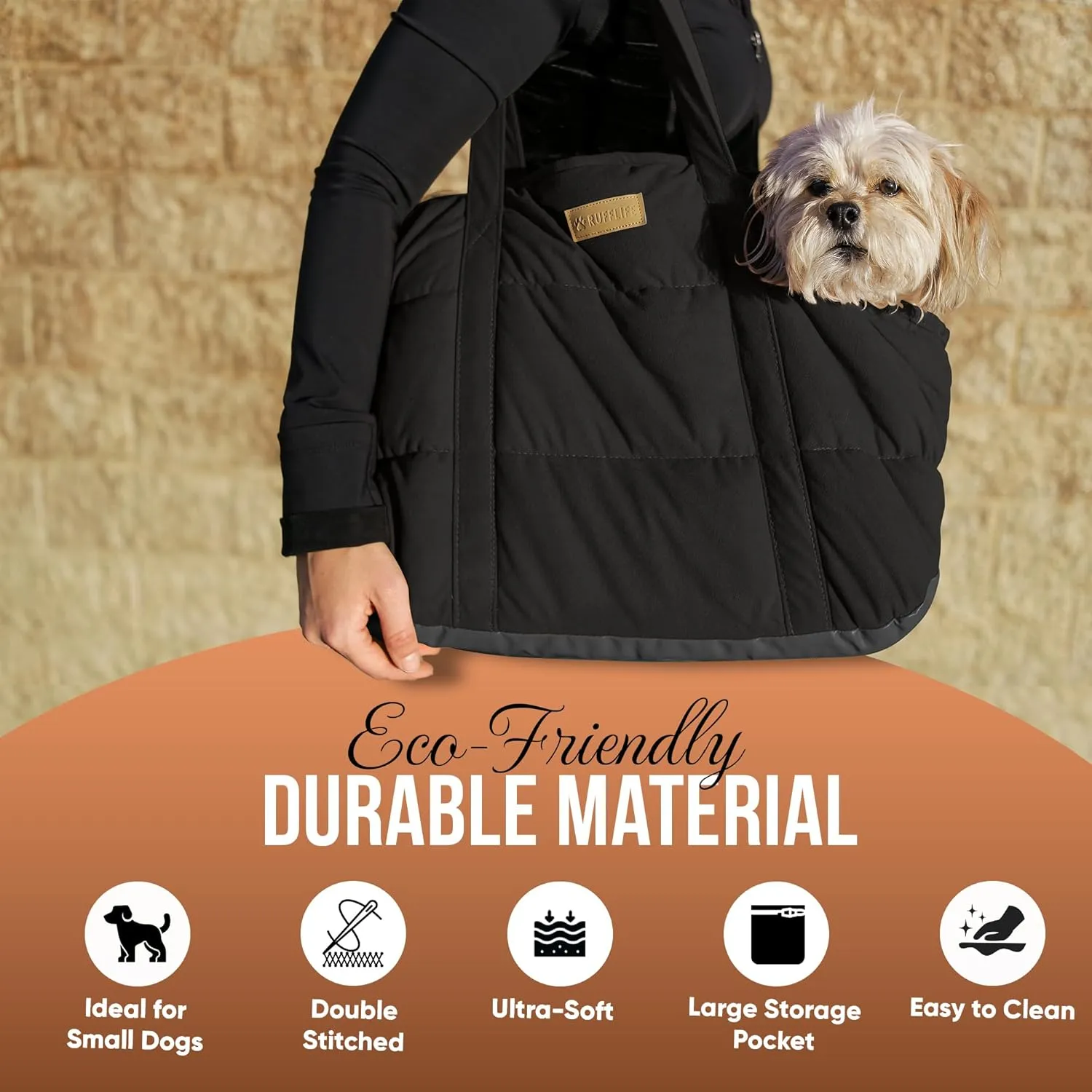 Cozy Plush Dog Purse Carrier for Small Dogs - Dog Carrier Purse with Secure Harness Clip, Dog Tote Bag for Small Dogs and Puppies - Black