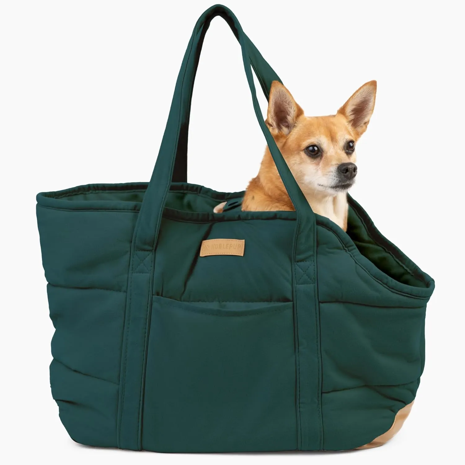 Cozy Plush Dog Purse Carrier for Small Dogs - Dog Carrier Purse with Secure Harness Clip, Dog Tote Bag for Small Dogs and Puppies - Green