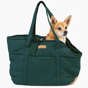 Cozy Plush Dog Purse Carrier for Small Dogs - Dog Carrier Purse with Secure Harness Clip, Dog Tote Bag for Small Dogs and Puppies - Green