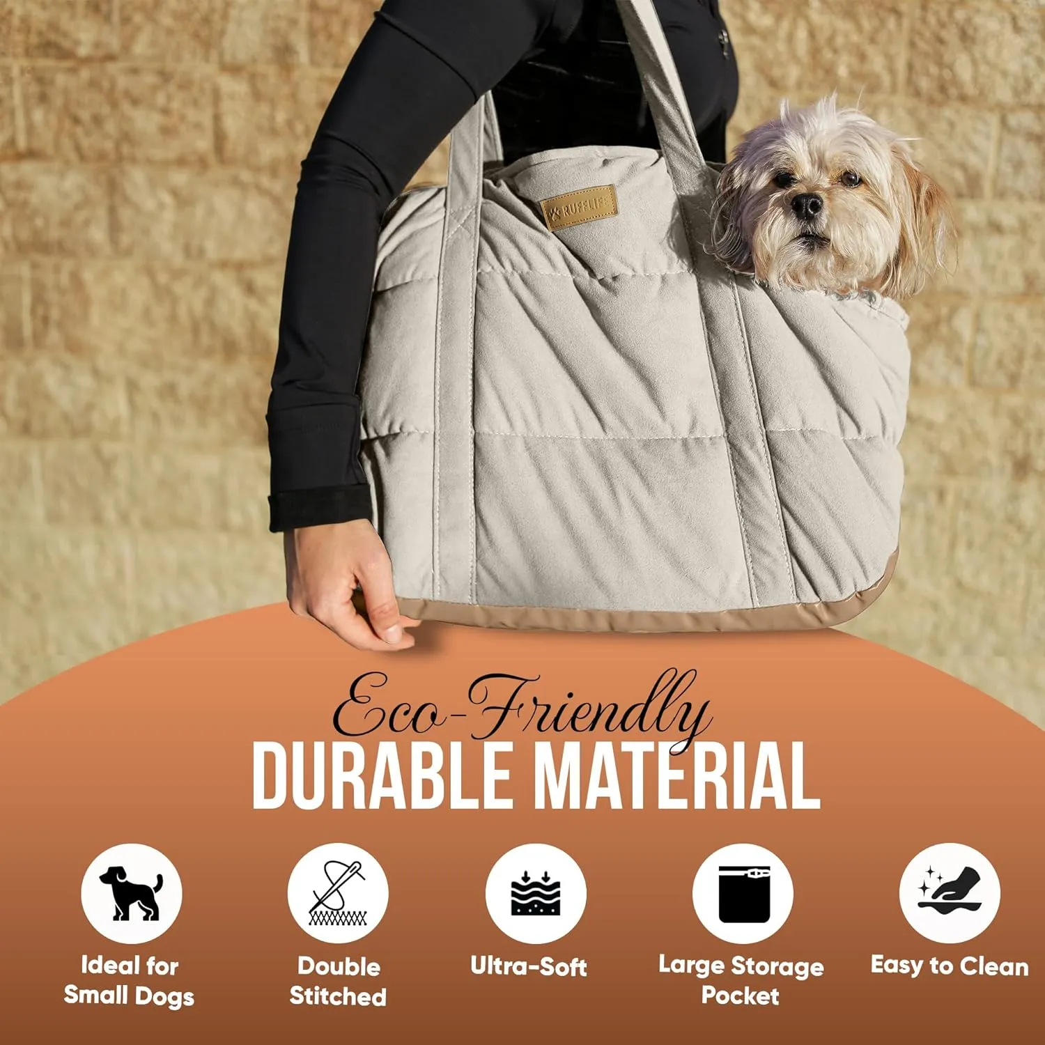 Cozy Plush Dog Purse Carrier for Small Dogs - Dog Carrier Purse with Secure Harness Clip, Dog Tote Bag for Small Dogs and Puppies - White