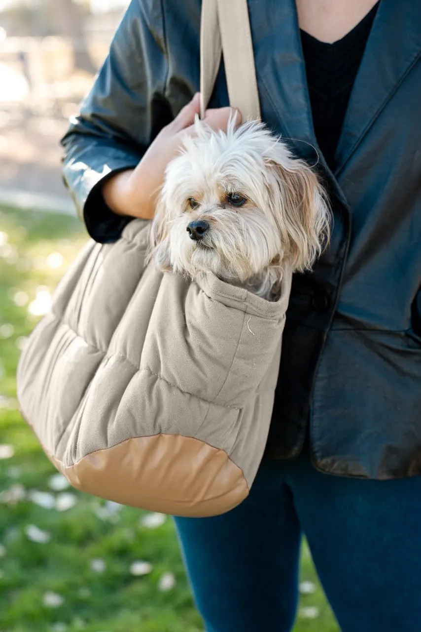 Cozy Plush Dog Purse Carrier for Small Dogs - Dog Carrier Purse with Secure Harness Clip, Dog Tote Bag for Small Dogs and Puppies - White