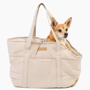 Cozy Plush Dog Purse Carrier for Small Dogs - Dog Carrier Purse with Secure Harness Clip, Dog Tote Bag for Small Dogs and Puppies - White