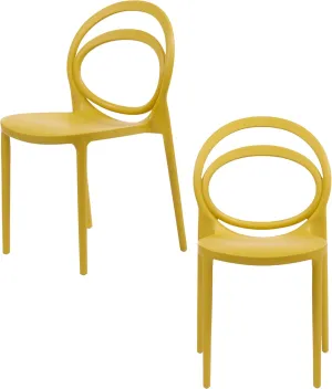 CozyBlock Luna Modern Bentwood Design Stackable Dining Chair for Both Indoor and Outdoor – Set of 2 (Ginger)