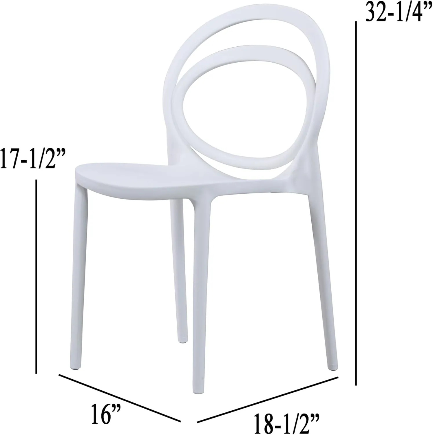 CozyBlock Luna Modern Bentwood Design Stackable Dining Chair for Both Indoor and Outdoor – Set of 2 (White)
