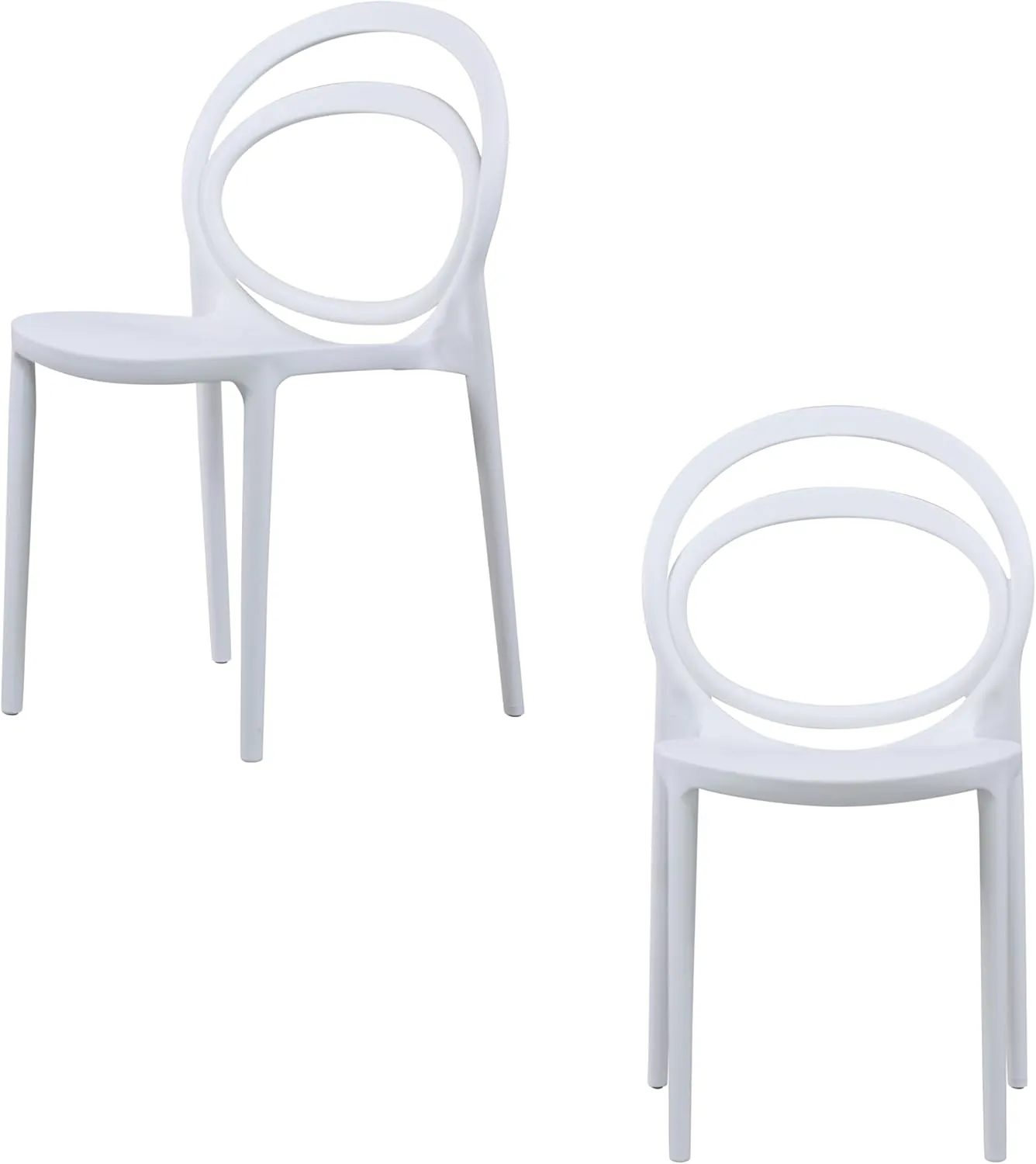 CozyBlock Luna Modern Bentwood Design Stackable Dining Chair for Both Indoor and Outdoor – Set of 2 (White)