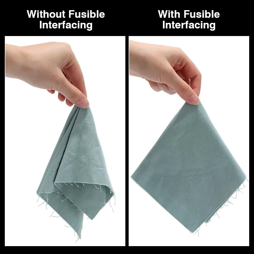 CRASPIRE Iron on Non Woven Fusible Interfacing Fabric Medium Weight Single Sided Polyester for Sewing DIY Craft Supplies Quilting Fabric Applique Plackets Shirt Dresses Collars Cuffs 30YdsX11.8In