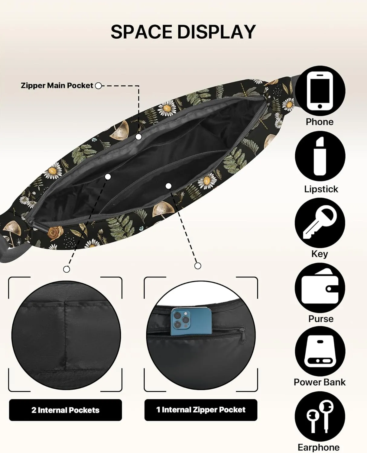 Crescent Bag Casual Crossbody Bags for Women Shoulder Purse Lightweight with Adjustable Strap for Travel Hiking Workout