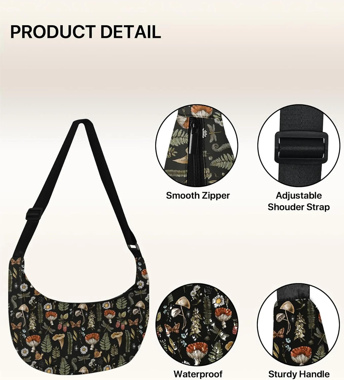 Crescent Bag Casual Crossbody Bags for Women Shoulder Purse Lightweight with Adjustable Strap for Travel Hiking Workout
