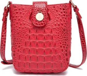 Crocodile Embossed Small Crossbody Bag Fashionable Magnetic Buckle Decoration Shoulder Women's Luxury Wallet