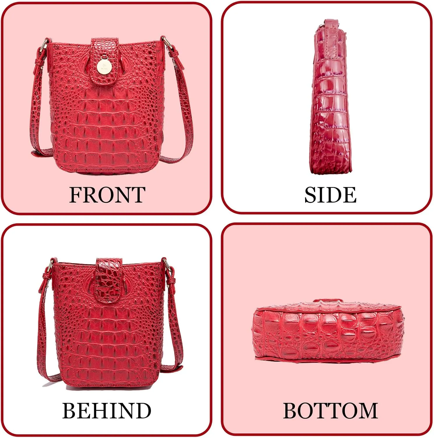 Crocodile Embossed Small Crossbody Bag Fashionable Magnetic Buckle Decoration Shoulder Women's Luxury Wallet