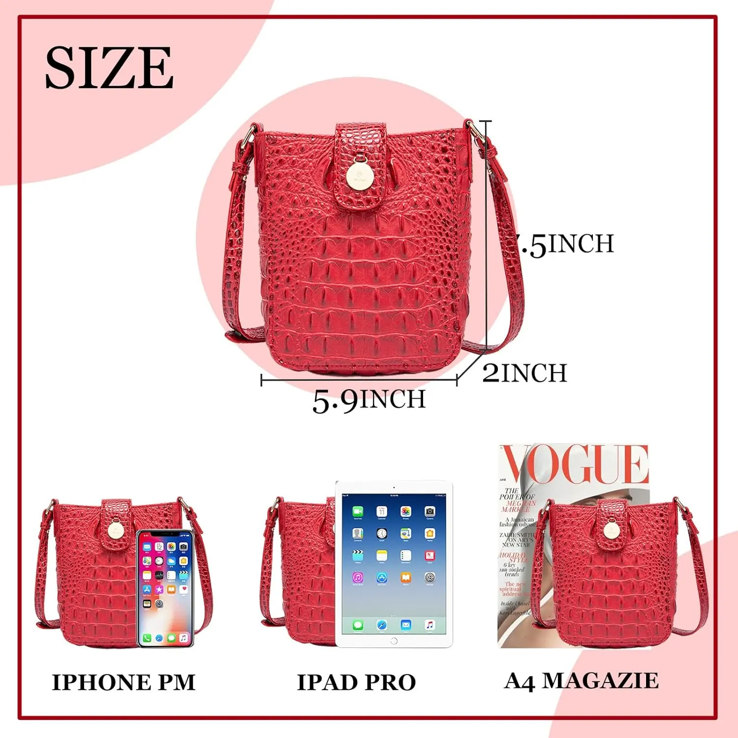 Crocodile Embossed Small Crossbody Bag Fashionable Magnetic Buckle Decoration Shoulder Women's Luxury Wallet