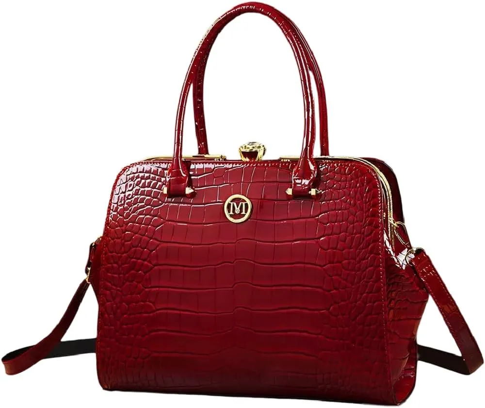 Crocodile Pattern Leather Women Bag Diamonds Flower Clip Purse Top Handle Satchel Crossbody Handbag Evening Bag Shoulder Bags