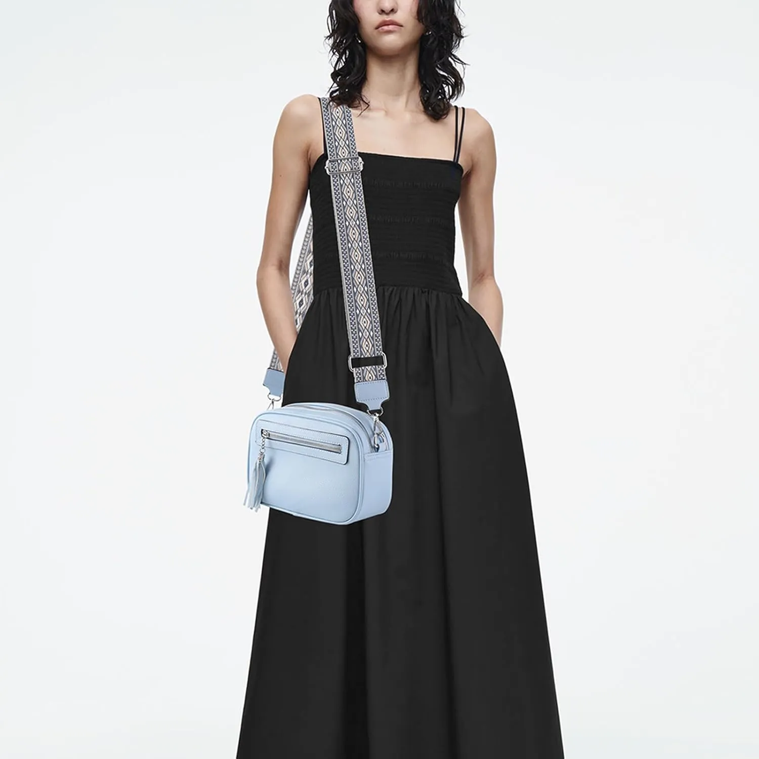 Crossbody Bag for Women Trendy Purse Small Shoulder Handbags with Wide Strap With Multi-compartment double zipper