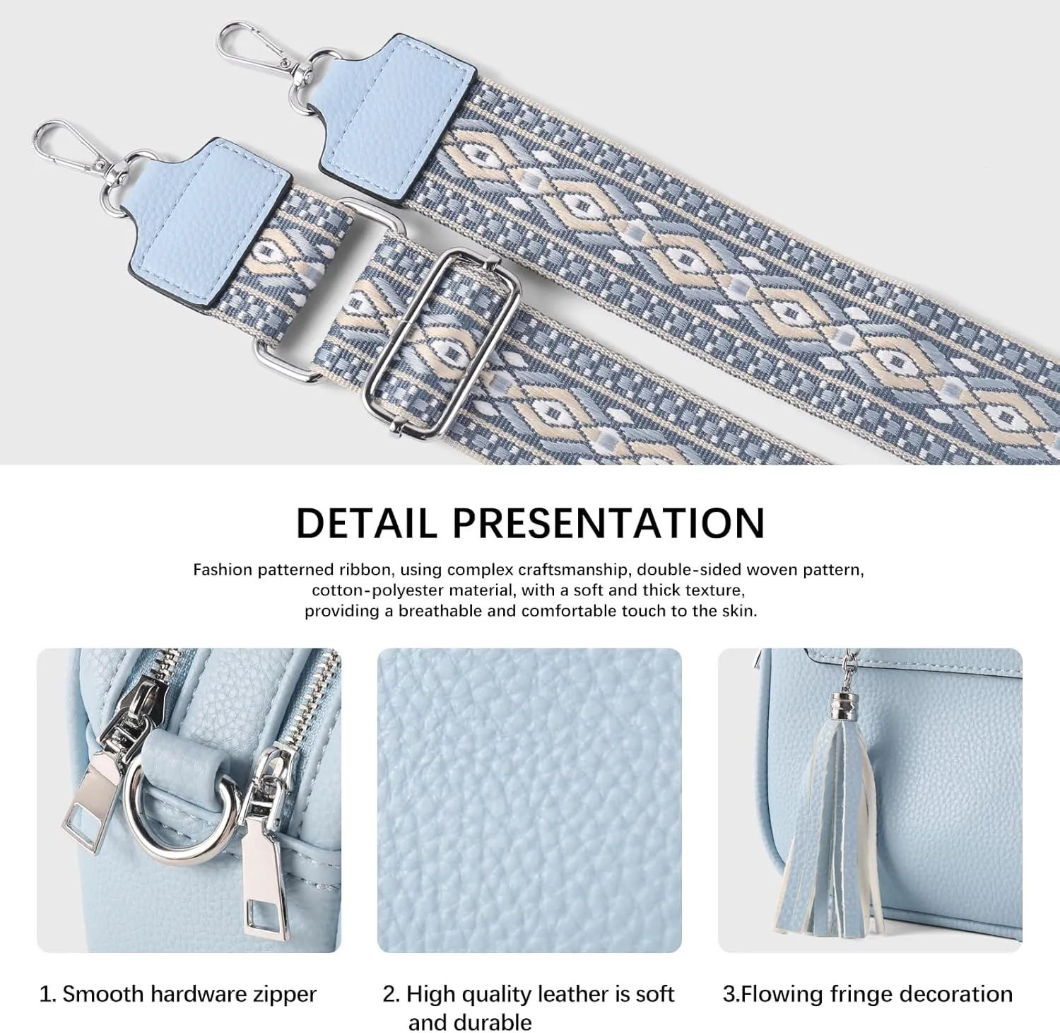Crossbody Bag for Women Trendy Purse Small Shoulder Handbags with Wide Strap With Multi-compartment double zipper