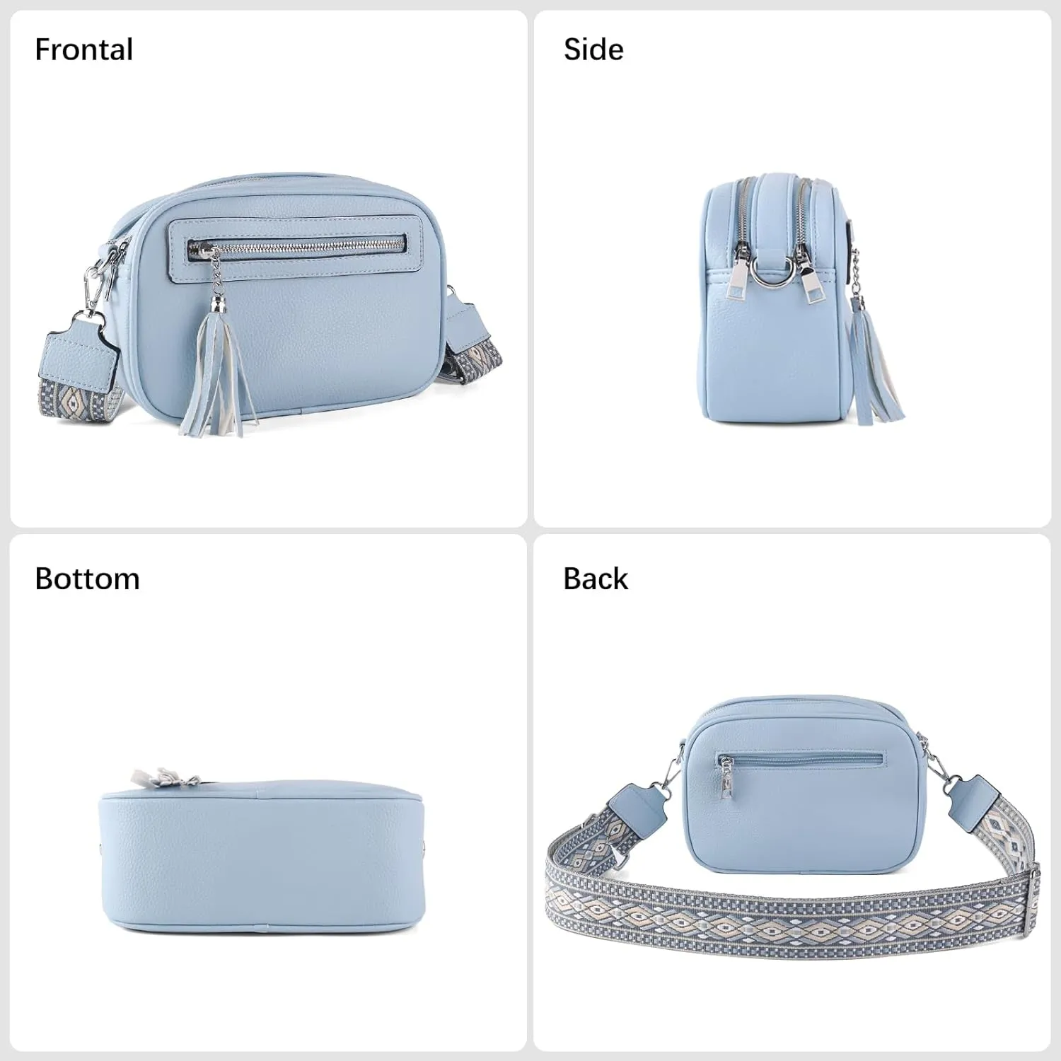 Crossbody Bag for Women Trendy Purse Small Shoulder Handbags with Wide Strap With Multi-compartment double zipper