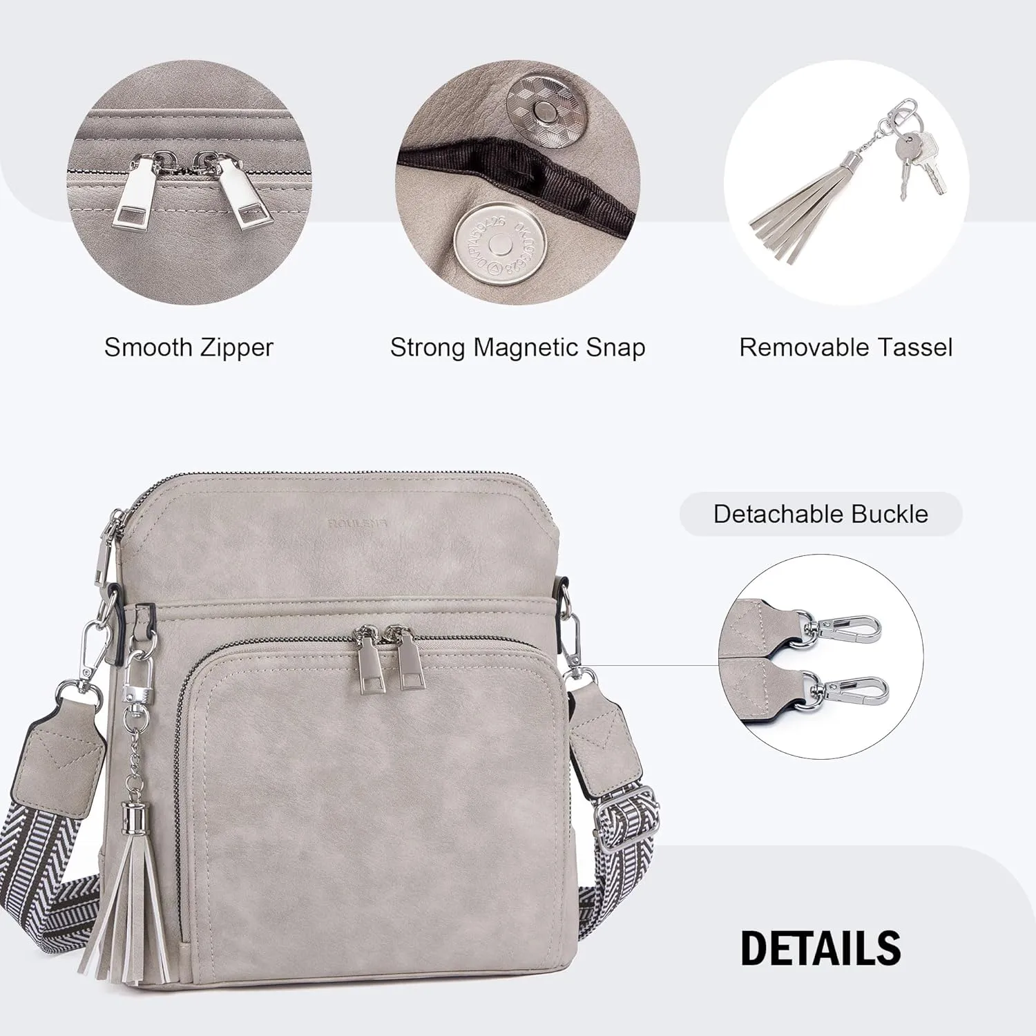 Crossbody Purse for Women,Lightweight Medium Crossbody Bag Soft Leather Women's Shoulder Handbags with Tassel