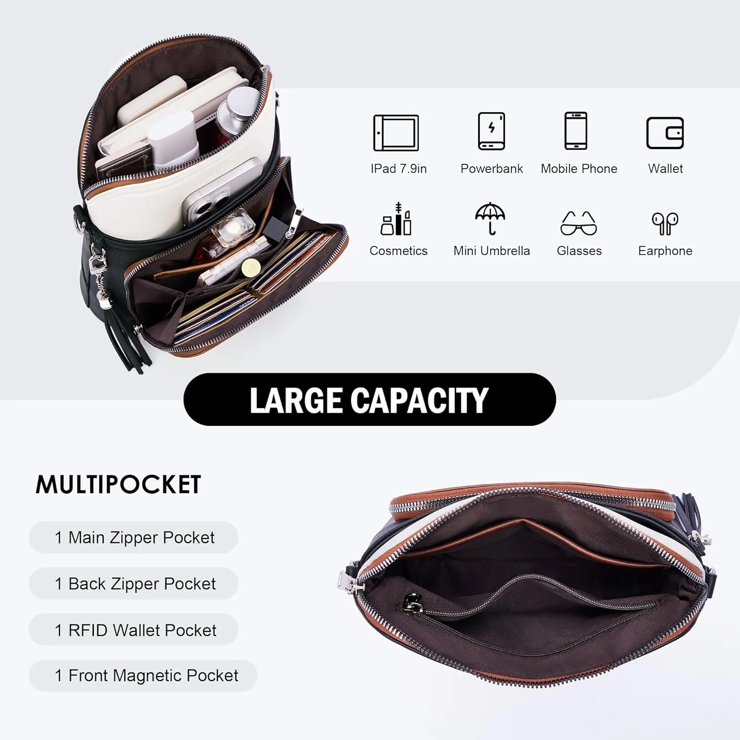 Crossbody Purse for Women,Lightweight Medium Crossbody Bag Soft Leather Women's Shoulder Handbags with Tassel