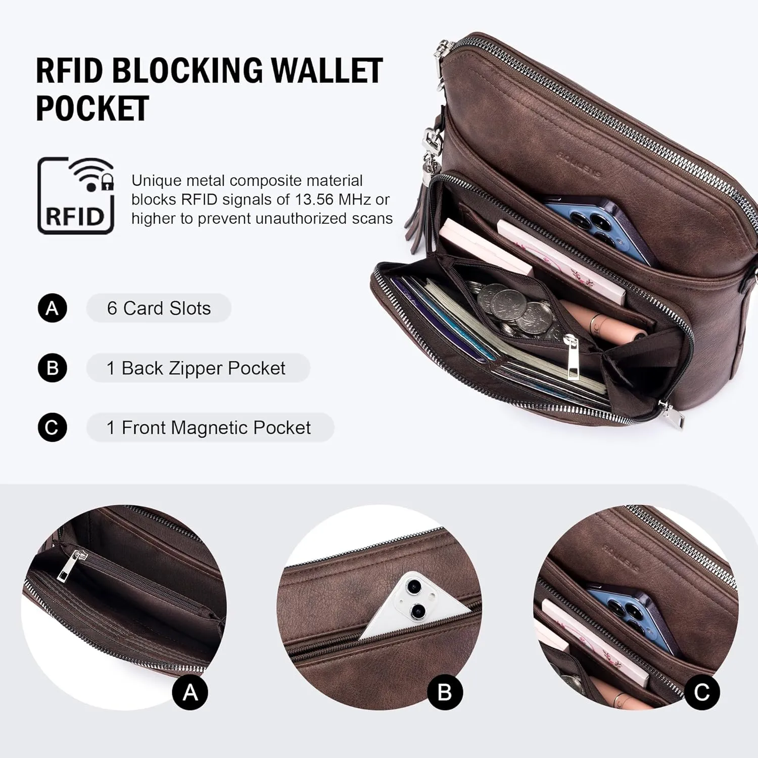 Crossbody Purse for Women,Lightweight Medium Crossbody Bag Soft Leather Women's Shoulder Handbags with Tassel