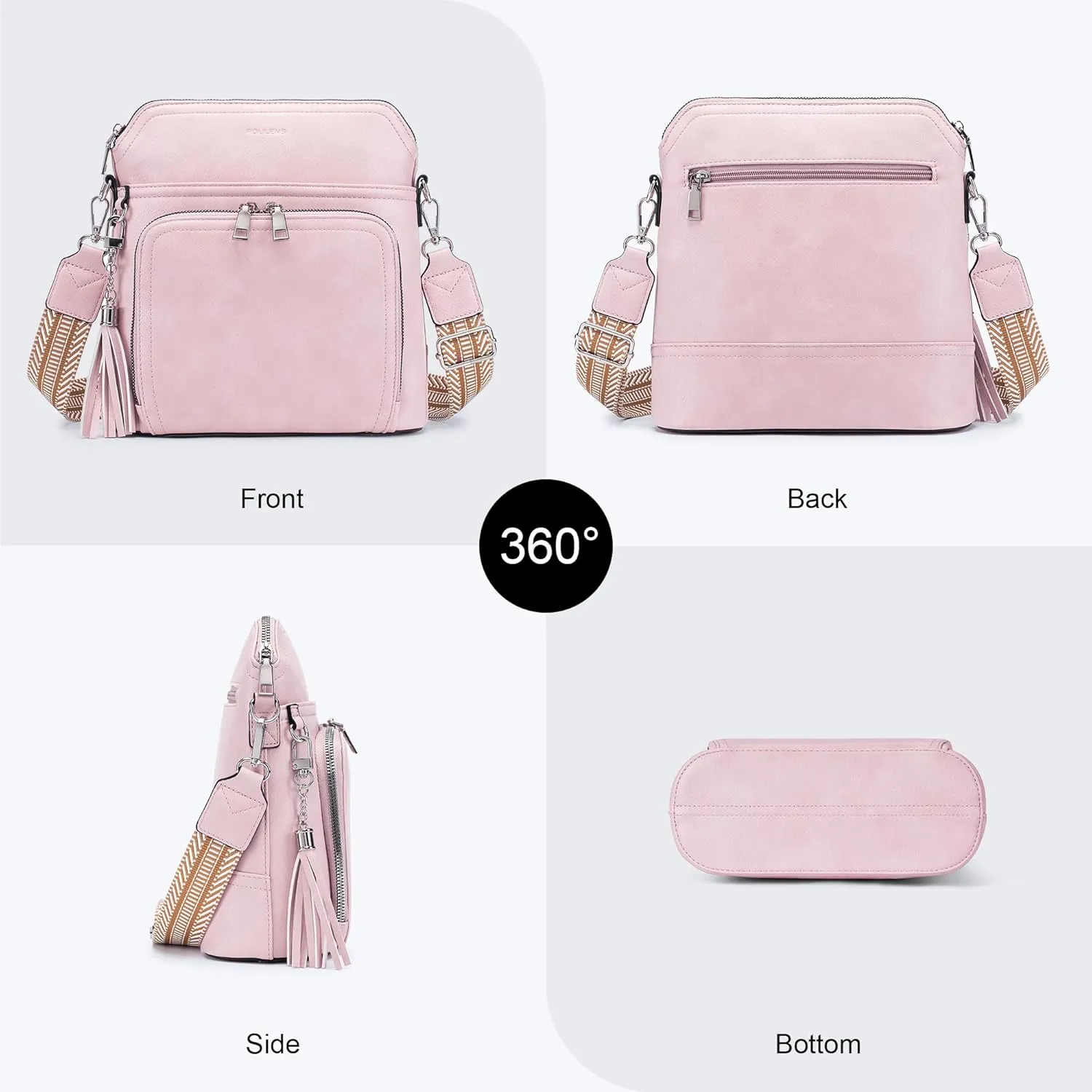 Crossbody Purse for Women,Lightweight Medium Crossbody Bag Soft Leather Women's Shoulder Handbags with Tassel
