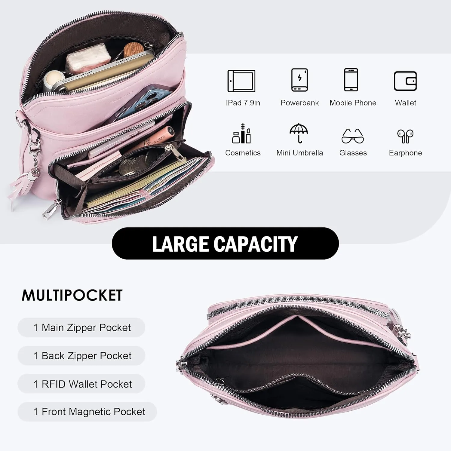 Crossbody Purse for Women,Lightweight Medium Crossbody Bag Soft Leather Women's Shoulder Handbags with Tassel