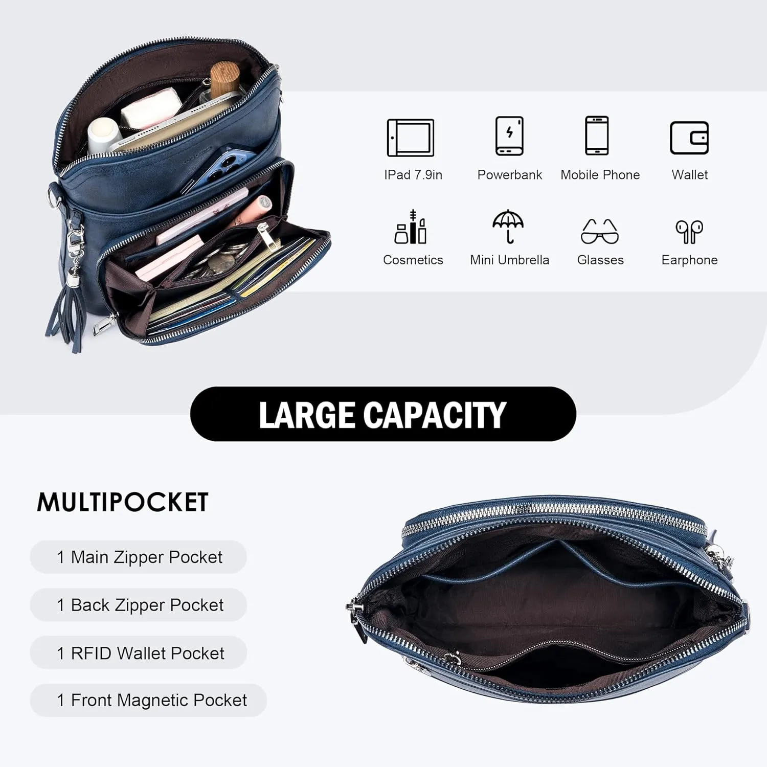 Crossbody Purse for Women,Lightweight Medium Crossbody Bag Soft Leather Women's Shoulder Handbags with Tassel