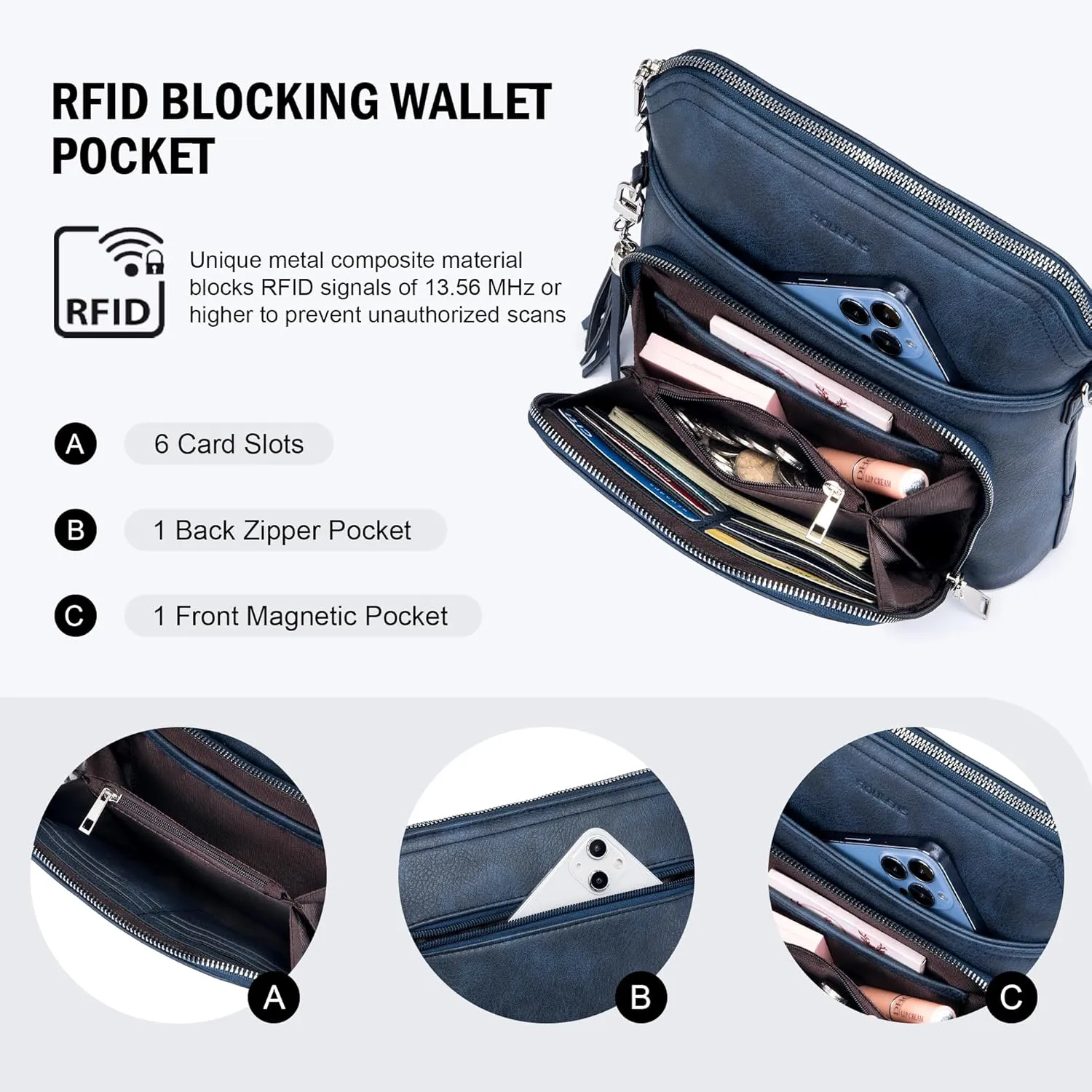Crossbody Purse for Women,Lightweight Medium Crossbody Bag Soft Leather Women's Shoulder Handbags with Tassel