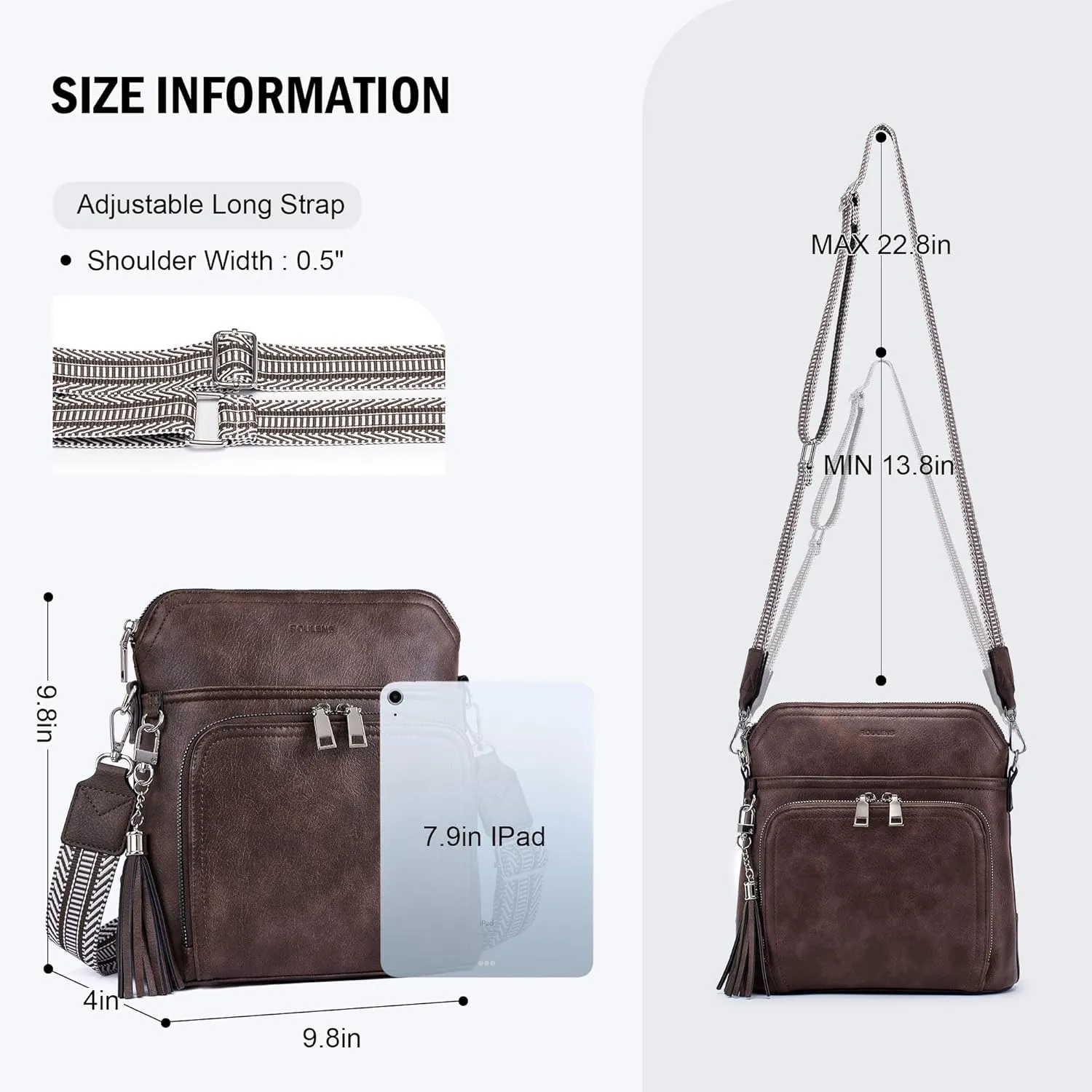 Crossbody Purse for Women,Lightweight Medium Crossbody Bag Soft Leather Women's Shoulder Handbags with Tassel