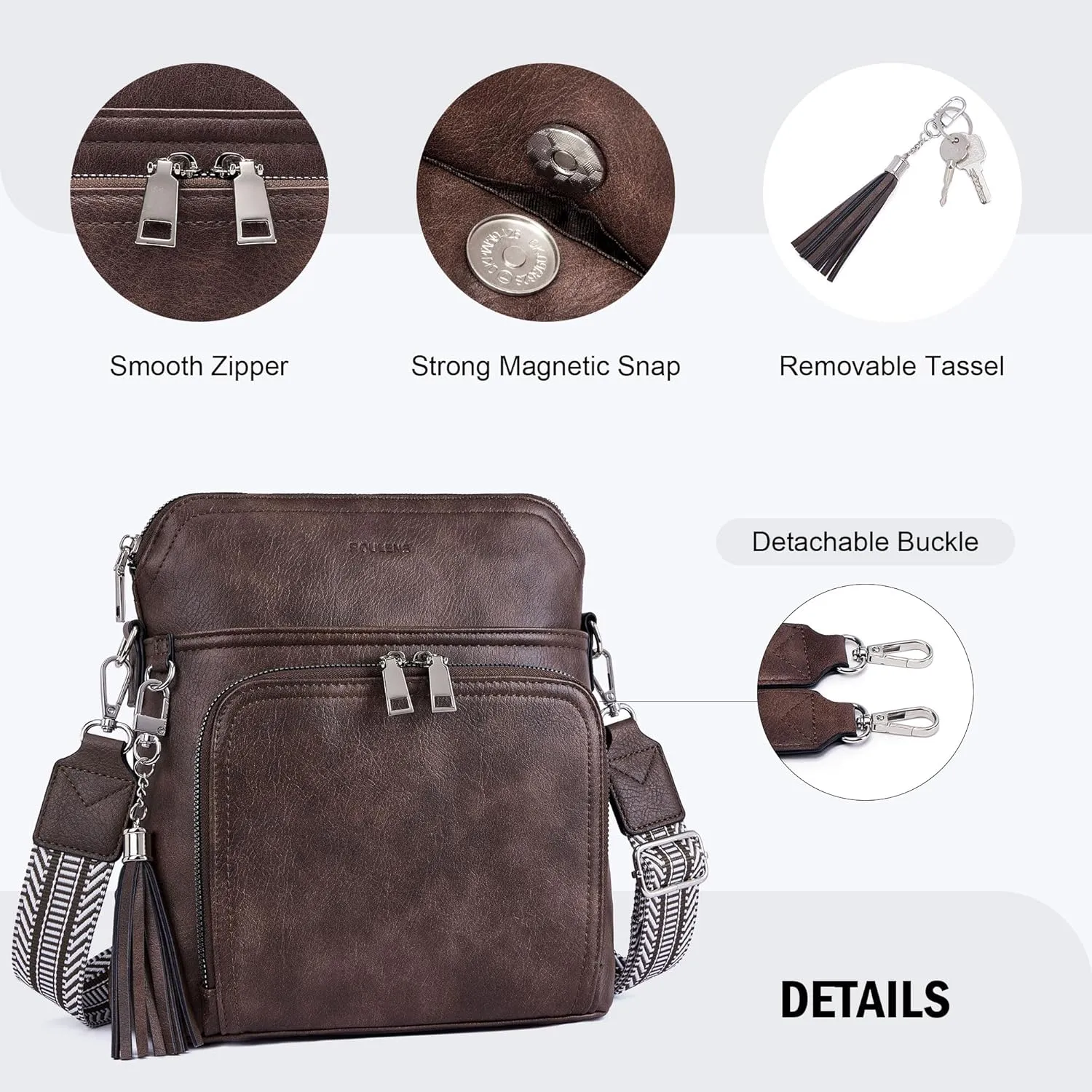 Crossbody Purse for Women,Lightweight Medium Crossbody Bag Soft Leather Women's Shoulder Handbags with Tassel