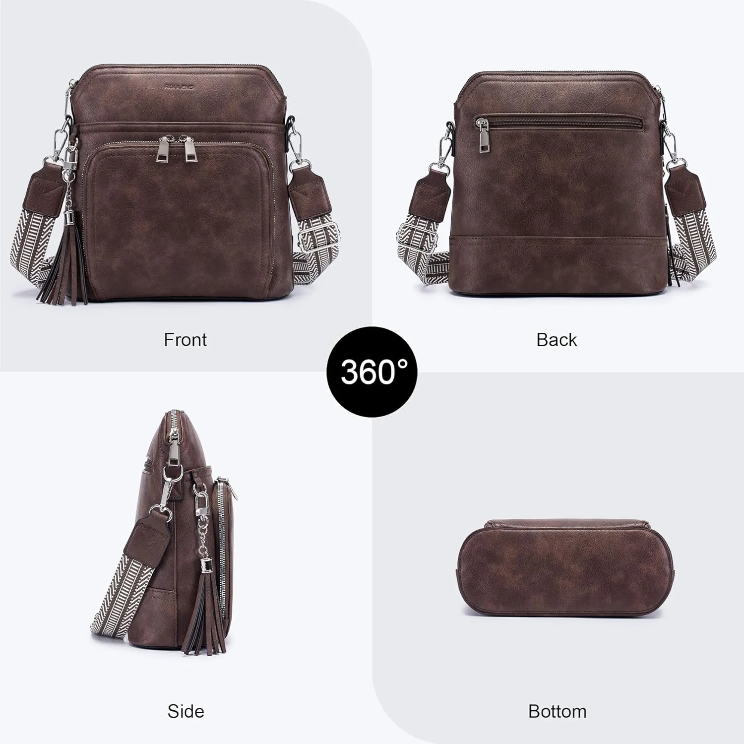 Crossbody Purse for Women,Lightweight Medium Crossbody Bag Soft Leather Women's Shoulder Handbags with Tassel