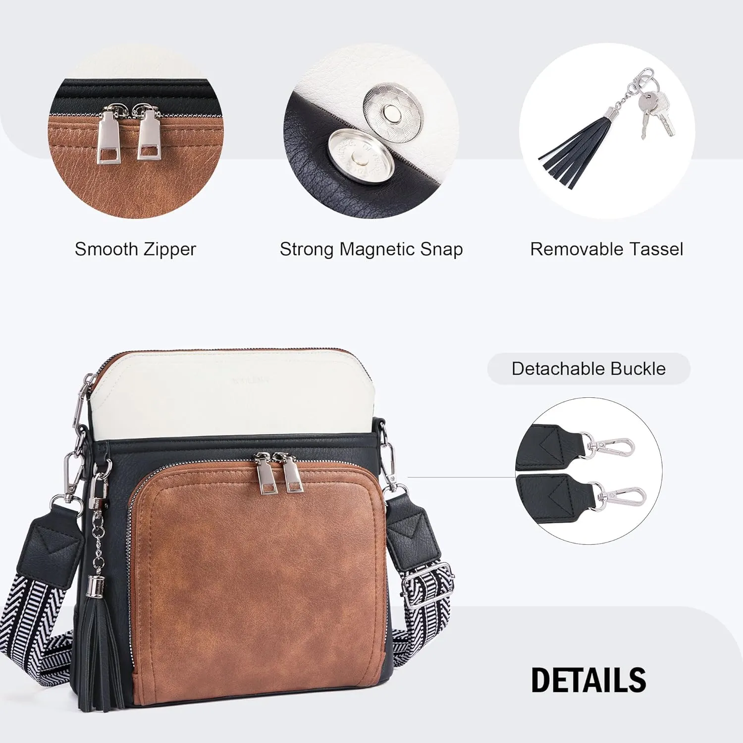 Crossbody Purse for Women,Lightweight Medium Crossbody Bag Soft Leather Women's Shoulder Handbags with Tassel