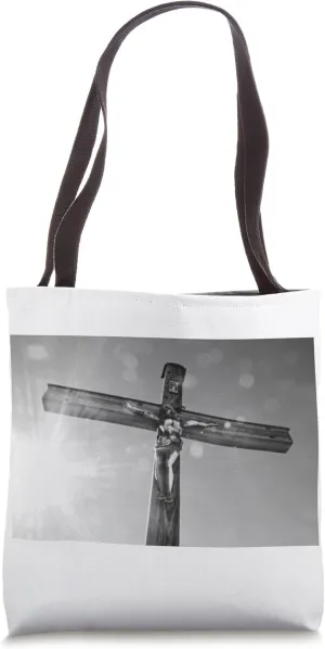 Cruxifixion bearing the cross, dramatic depiction of Christ Tote Bag