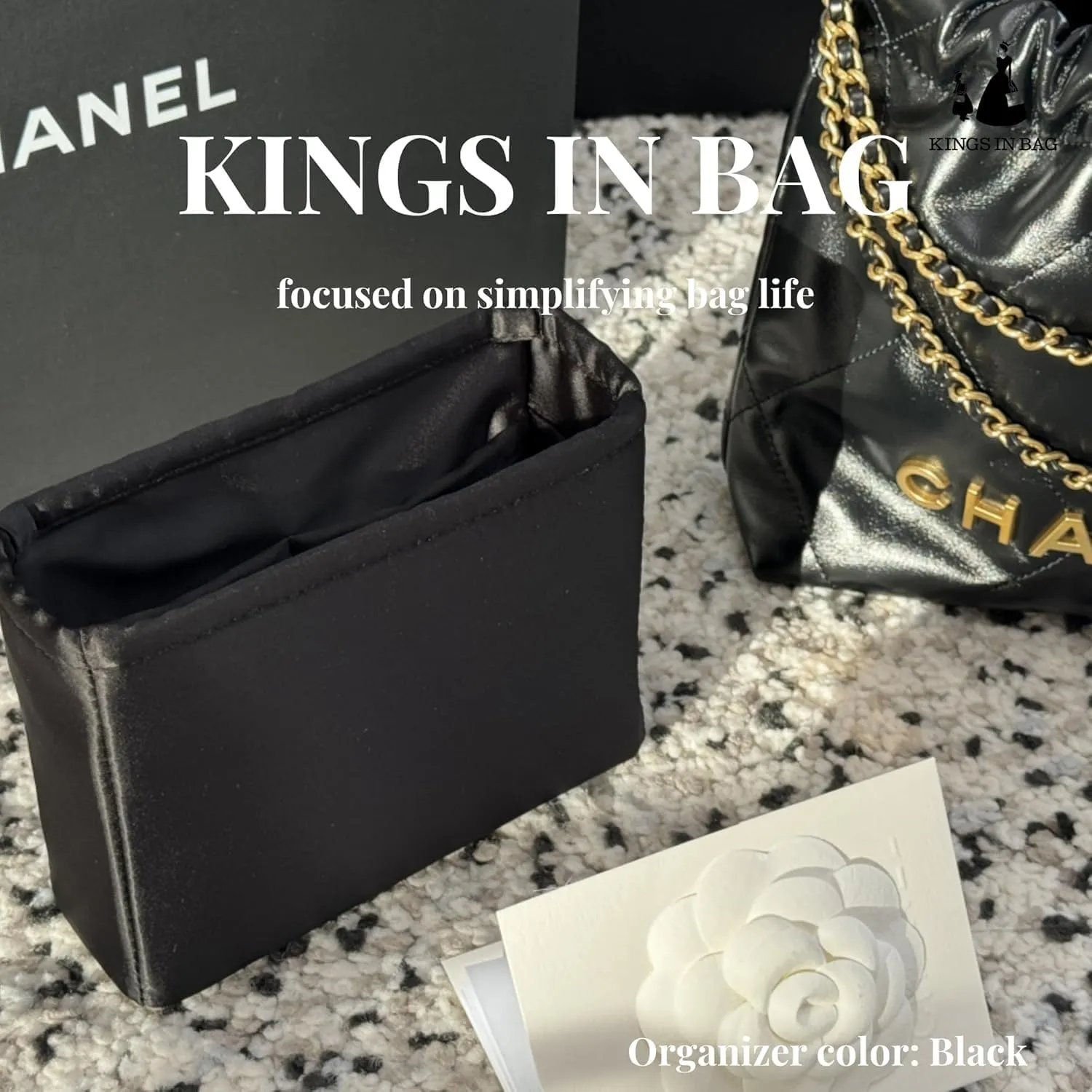 Custom 22 Bag Organizer Insert, Silky Purse Insert Compatible with Chanel 22 Bags, Lightweight Handbag Shaper for Daily Use (Custom Color)