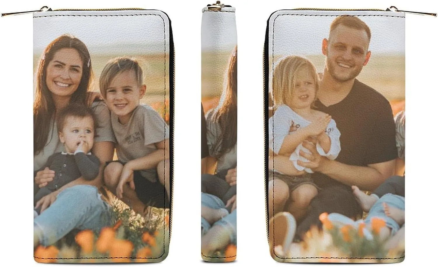 Custom Leather Wallets for Women with Picture Personalized Photo Wallets Credit Card Cash Holder Zipper Clutch Purse for Birthday Anniversary Valentines Day Gift