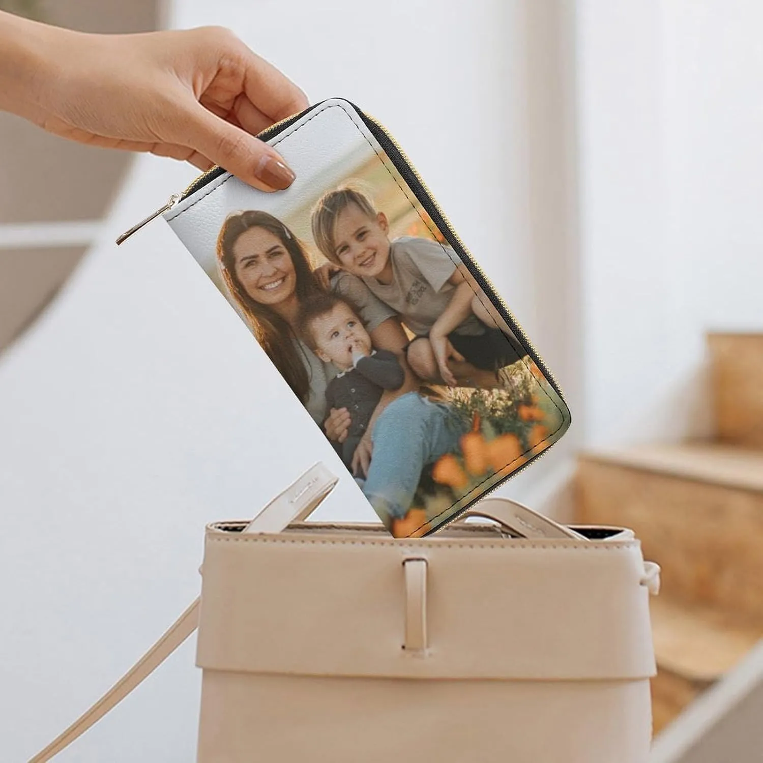 Custom Leather Wallets for Women with Picture Personalized Photo Wallets Credit Card Cash Holder Zipper Clutch Purse for Birthday Anniversary Valentines Day Gift