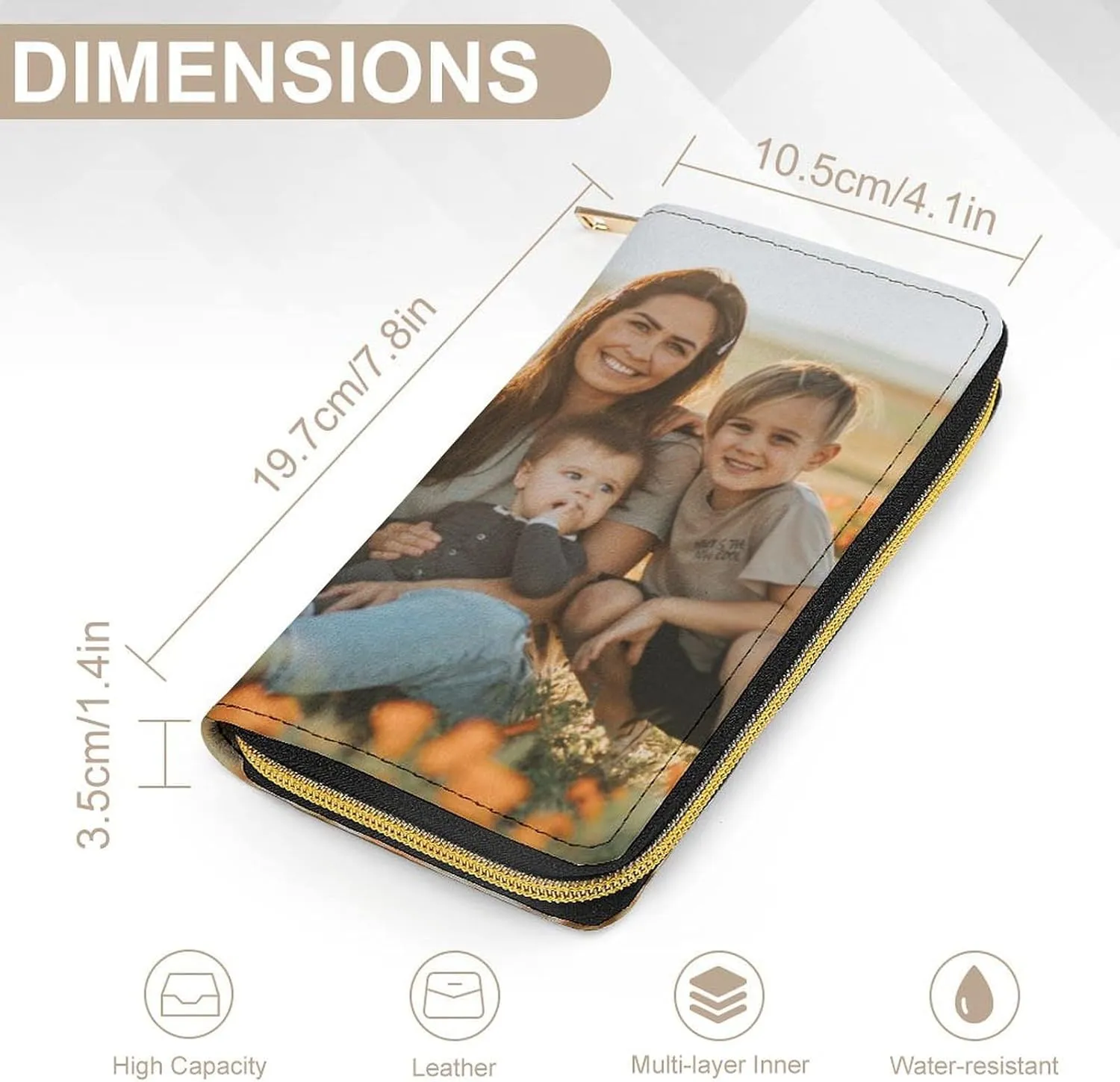 Custom Leather Wallets for Women with Picture Personalized Photo Wallets Credit Card Cash Holder Zipper Clutch Purse for Birthday Anniversary Valentines Day Gift