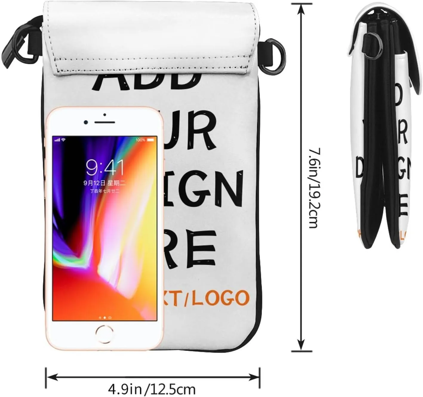 Custom Small Crossbody Cell Phone Bag Personalized Name Photo Text Logo Purse Phone Wallet Mini Leather Cellphone Purse