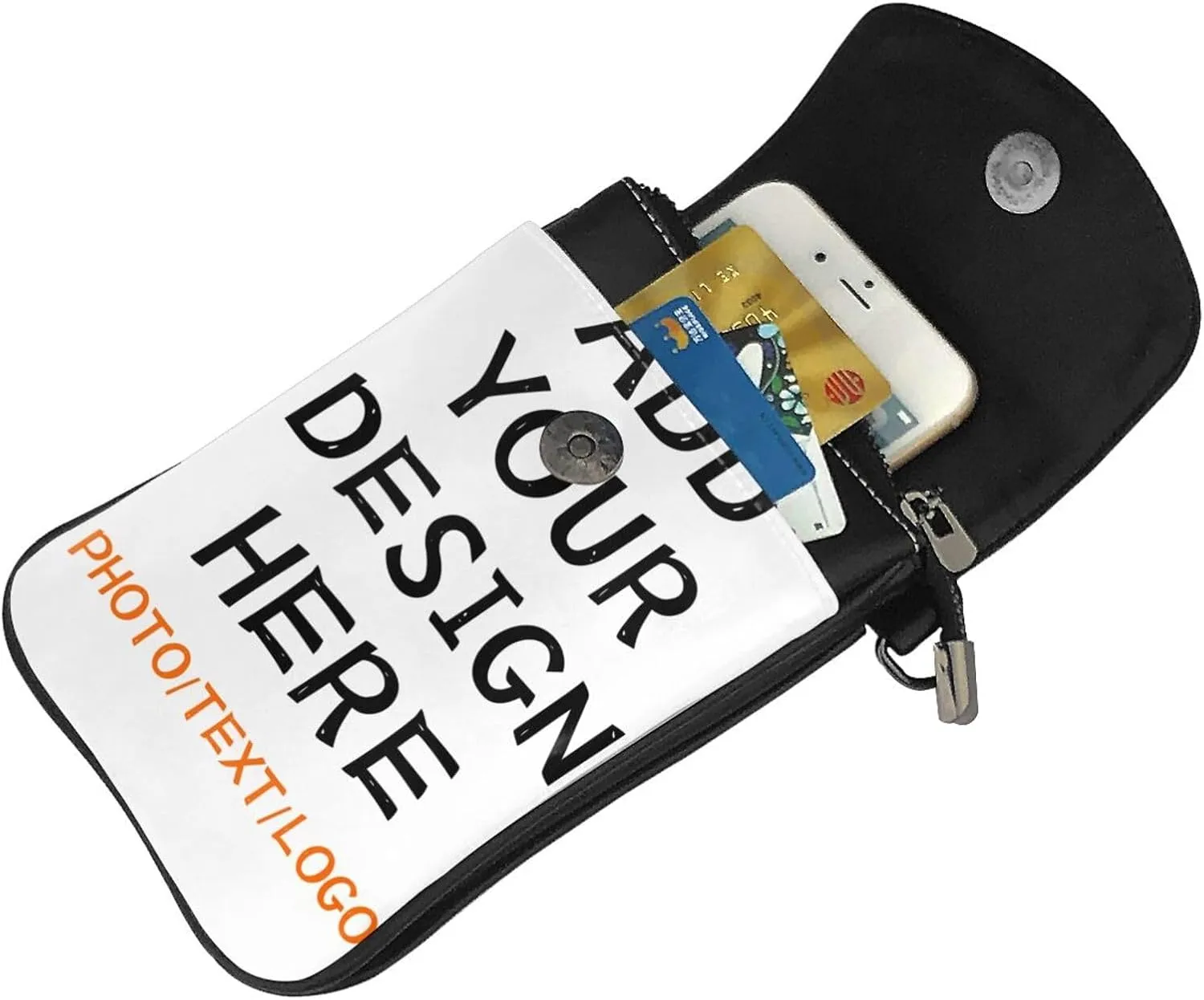 Custom Small Crossbody Cell Phone Bag Personalized Name Photo Text Logo Purse Phone Wallet Mini Leather Cellphone Purse
