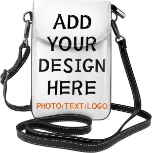 Custom Small Crossbody Cell Phone Bag Personalized Name Photo Text Logo Purse Phone Wallet Mini Leather Cellphone Purse